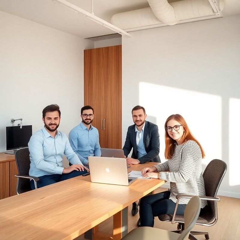 Small SEO consultancy team working in modern Cluj-Napoca office